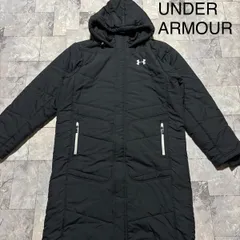 UNDER ARMOUR アンダーアーマー ベンチコート ナイロンジャケット 両面刺繍ロゴ 防寒 中綿 フード ジップ ブラック サイズXL 玉FS1684