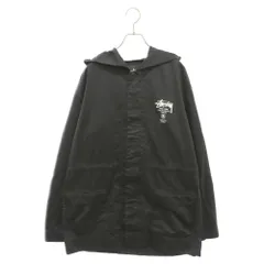 STUSSY (ステューシー) ワールドツアープリント フーディーコットンコートジャケット ブラックのサムネイル