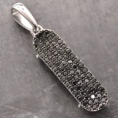 ペンダントトップ メンズ プラチナ Pt900 ブラックダイヤモンド スケボー スケートボード ペンダントヘッド ネックレスヘッド 鑑別書付き【アクセサリーマート/メルカリShops店】