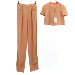 エンポリオアルマーニ 90s 未使用 イタリア製 半袖 オールド ヴィンテージ パンツスーツ 上下 セットアップ 38/40 ベージュ Emporio Armani ロングパンツ タグ付き レディース 古着 【240425】