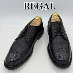 リーガル REGAL 676 ウイングチップメダリオン シボ革 外羽根 黒 25cm