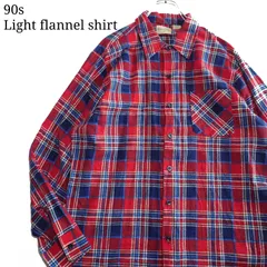【90s】ライトネルシャツ チェック柄 アメリカ古着 アメカジ レッド ブルー