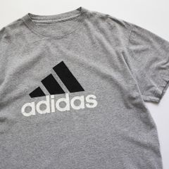adidas アディダス ロゴ Tシャツ プリント グレー 灰色 古着 【UR-0532】