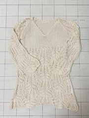 ハ2509-3-5183 MERCURY DUO マーキュリーデュオ　サマーニットチュニックワンピース　アイボリー　FREE SIZE