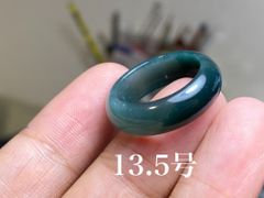 L11-140 氷糯種 紺色 13.5号 天然グアテマラ産 A貨 本翡翠 くりぬき リング