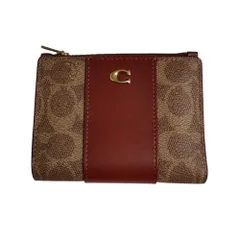 美品 COACH コーチ バイフォールド スナップ ウォレット シグネチャー キャンバス 二つ折り 財布 C8526 ブラウン レディース 古着 中古 USED