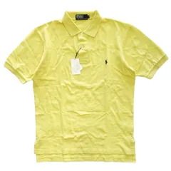 90s 00s ヴィンテージ ポロ バイ ラルフローレン Vintage Polo by Ralph Lauren ワンポイント ロゴ ポニー刺繍 カノコ ポロシャツ 半袖 鹿の子 オールド ビンテージ トップス サイズL イエロー メンズ /♪8