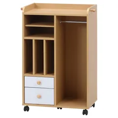 【人気商品】ランドセルラック 子供用 幅58×奥行34×高さ92cm リビング収納 ナチュラル ハンガーラック 書類収納 本棚 不二貿易(Fujiboeki) A4サイズ対応 キャスター付き NORM 98893のサムネイル