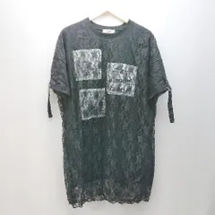 ◇ Ank Rouge ラウンドネック 総レース オーバーサイズ 半袖 膝丈 ワンピース サイズM ブラック レディース E  【1309040053878】