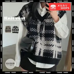 ニットベスト レディース ニットジレ 秋冬 韓国風 チェック柄 ベスト ショート丈 ノースリーブ ニットトップス レイヤードベスト Vネック レトロ 20代 30代 重ね着 ニット 秋冬 お洒落 カジュアル ジレ CH83YATONG-062