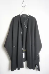 極美品 HARDY NOIR アルディーノアール フェイクレザー パイピング ポンチョ ジャケット ケープ 21-020-208-1040-4-0 黒 F 本物 205P★1