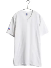 【お得なクーポン配布中!】 デッドストック 80s USA製 ラッセル 無地 Vネック 半袖 Tシャツ メンズ M / ヴィンテージ ワンポイント カットソー ブランク シンプル 白