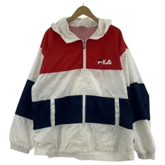 FILA フィラ ジップアップ フーデッドジャケット sizeL/ホワイト×ネイビー×レッド