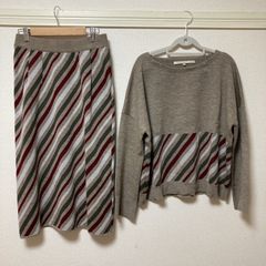 自由区　ストライプニット　セットアップ