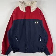 古着 90's/90年代 ノーティカ NAUTICA ナイロンジャケット ビッグ刺繍ロゴ 収納付きフード XL ネイビー レッド メンズ