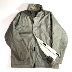 00s NIKE ナイキ 黒タグ ワンポイント スウッシュ刺繍ロゴ パイピング 切替 中綿 ジップアップ ナイロンジャケット メンズ アウター ミドル丈 ベンチコート L カーキ オリーブグリーン モスグリーン v24123035