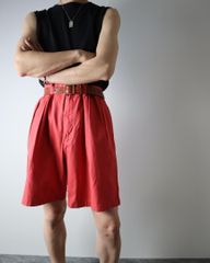 90s ラルフローレン Polo by Ralph Lauren 2タック ワイド カラー チノ ショーツ ハーフパンツ W38 赤 TYLER SHORT