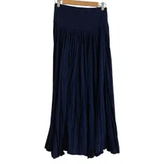 美品 23SS three dots スリードッツ ジャージーコレット ロングスカート KD378YJ Sサイズ ネイビー レディース 古着 中古 USED