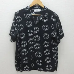 D■アズール/AZUL by moussy 総柄 レーヨンシャツ【L】黒/MENS/124【中古】■