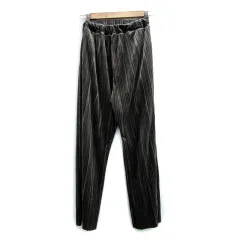 ローリーズファーム LOWRYS FARM プリーツワイドパンツ アンクル丈 ベロア F カーキ /MS40