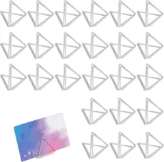 24枚セット メタルメモホルダー誕生日 結婚式パーティー用 (シルバー色) 事務 文具 便箋 名刺 写真 立て 文房具カード 金属三角クリップ カードスタンド ホルダー メモクリップ