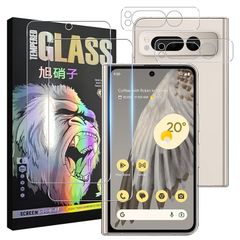 【2+2枚セット- AGC旭硝子 - 高 品質】Google Pixel Fold フィルム グーグル ピクセル Fold ガラスフイルム 【2枚】+ レンズフィルム 【2枚】 pixel fold 液晶保護フィルム さらさら 強化ガラス 液晶 ガラス レ 1