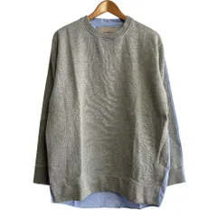 美品 Casely-Hayford ケイスリーヘイフォード 異素材 ドッキング クルーネック コンビスウェット シャツ プルオーバー L グレー×ブルー メンズ 古着 中古 USED