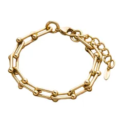 【ゴールド × ワンサイズ】[Cream dot. クリームドット公式] ブレスレット レディースステンレス製 金属アレルギー つけっぱなし サージカルステンレス リンキングチェーン オーバル スフィア メタル 大人のサムネイル