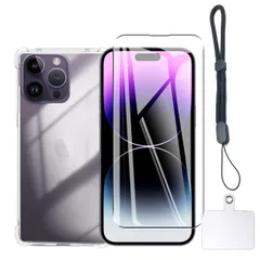 対応 iPhone14 Pro ケース クリア ケース アイフォン14 Pro カバー iPhone14Pro TPU 保護ケース カバー背面 + iPhone14 Pro ガラスフィルム あいほん14 Pro フィルム 日本旭硝子製 フィルム i