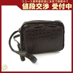 極美品□グレ 2wayバッグ クロコダイル×オーストリッチ センター取り