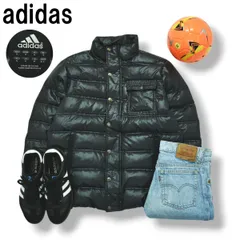 アディダス adidas キルティング ダウン ジャケット ウィンドブレーカー パフォーマンス ロゴ M ブラック スポーツ カジュアル ウェア ジャンパー メンズ