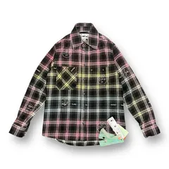 新品 OFF-WHITE 21AW ラインストーンロゴ グラデーション チェックシャツ OMGA133S21FAB002 オフホワイト XXS  52665Aのサムネイル