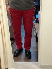 RALPH LAUREN ラルフローレン ノータックチノ メンズパンツ チノパン 綿パンツ カジュアルパンツ スリムフィット レッド系 サイズW32L32 A-492