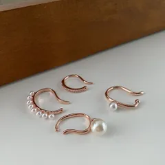 ☆ ピンクゴールド ☆ イヤーカフ 4点セット mmec123e イヤーカフ レディース かわいい イヤーカフス イヤカフ イヤリング アクセサリー ジュエリー 4点セット 4個 おしゃれ シンプル パール 重ね付け 通勤 通学 結婚式 パーティー