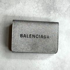 BALENCIAGA バレンシアガ / グリッターエブリデイミニウォレット 三つ折り財布 ミニ財布 シルバー ラメ ブラック EVERYDAY 551921