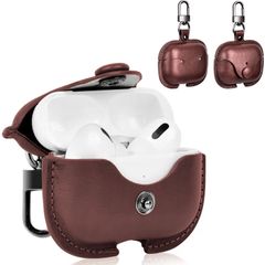 PU革 AirPods AirPods Pro Pro 2 2 レザーケース カバー ケース本革 落下防止 ケース(2023/2022)エアーポッズプロ2 耐衝撃 用 LEDライト可視 UIUIKA 持ち運びに便利(ダークブラウン)