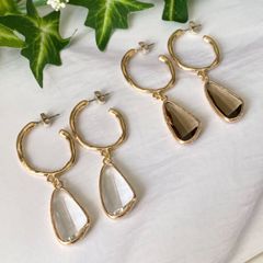 アクリルビジュー　クリア・ブラウン　チタンピアス