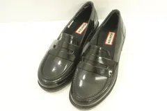 【中古】 HUNTER レディースレインシューズ UK4 PENNY LOAFER HUNTER UK4 黒 ブラック