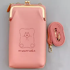 【中古】モバイル雑貨 ピンク ウォレット付きスマホショルダーポーチ 「ほっこりモコモカ」