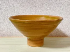 【KK173】陶器 花器 水盤　深鉢型　茶色　直径約24cm　高さ約13cm　重さ1.4kg　華道具 和風 インテリア 陶芸