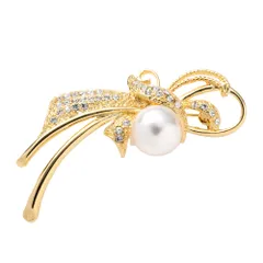 【E：ゴールド×ワンサイズ】[Cream dot. クリームドット公式]  6タイプ ブローチ フォーマル 卒業式 卒園式 入学式 入園式 コサージュ 華やか ピン 上品 エレガント キュービックジルコニア ビジュー パール フラワー 大人  