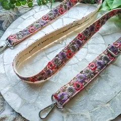 No.236 (チェリーピンク・幅3㎝)『インド刺繍ショルダーストラップ』　スマホストラップ　スマホショルダー　バッグショルダー　ネックストラップ　インド刺繍アクセサリー