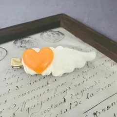 前髪クリップ ホイップデコ [羽ハート♡໒꒱(オレンジ)