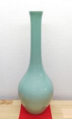 【逢絢亭・新品】茶道具 花入 京焼 鶴首花入 青磁 泉窯 紙箱入り