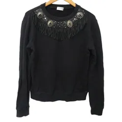 サンローラン パリ SAINT LAURENT PARIS エディ期 15SS スウェット トレーナー ラムレザー スタッズ コンチョ フリンジ ブラック 黒 S 369317 1230 STKのサムネイル