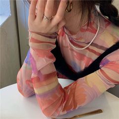 【再入荷✨】お絵かきペイント風シアートップス シースルーインナーカラー