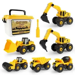 子供 DIY組み立て 車おもちゃ 建設車両 工事現場シリーズ 男の子 誕生日 クリスマス プレゼント 贈り物 ギフト 6車セット