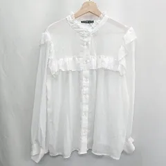 ◇ ⊇ w closet フリル装飾 長袖 ブラウス サイズF ホワイト レディース E  【1502030022391】