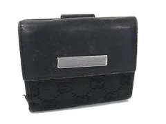 GUCCI グッチ 05492 2888 GG柄 GGキャンバス×レザー Wホック 二つ折り 財布 ウォレット 小銭入れ 札入れ ブラック系 DK5421