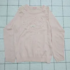 ◇ ⊂ メゾ ピアノ 可愛い系 長袖 パールリボン付き長袖シャツ サイズ140 ピンク系 レディース E  【1508200027319】